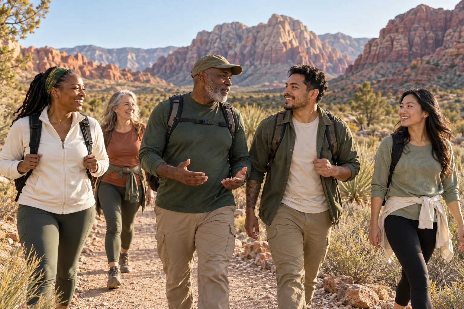 Illustrative desert trail scene representing the A Hike with God outdoor program.